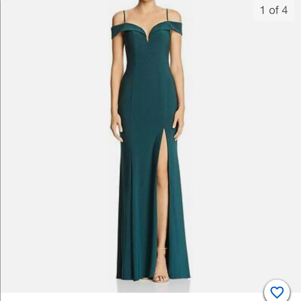 Avery G green cold should gown worn once size 4